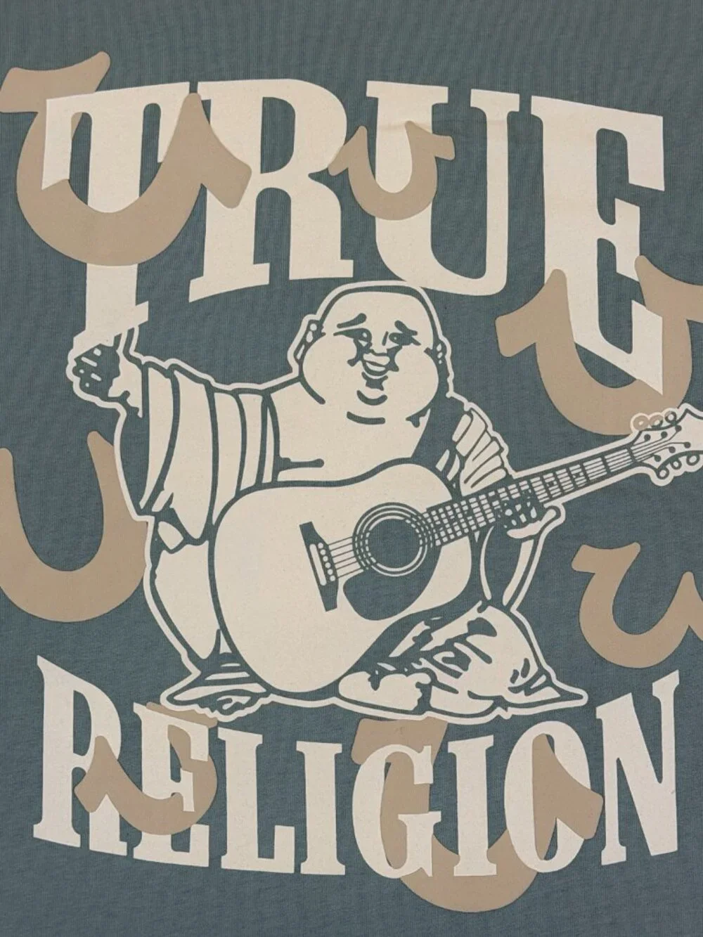 True Religion Multi-Horseshoe Puff Print Graphic Tee 700949 Men’s XL Green NWT